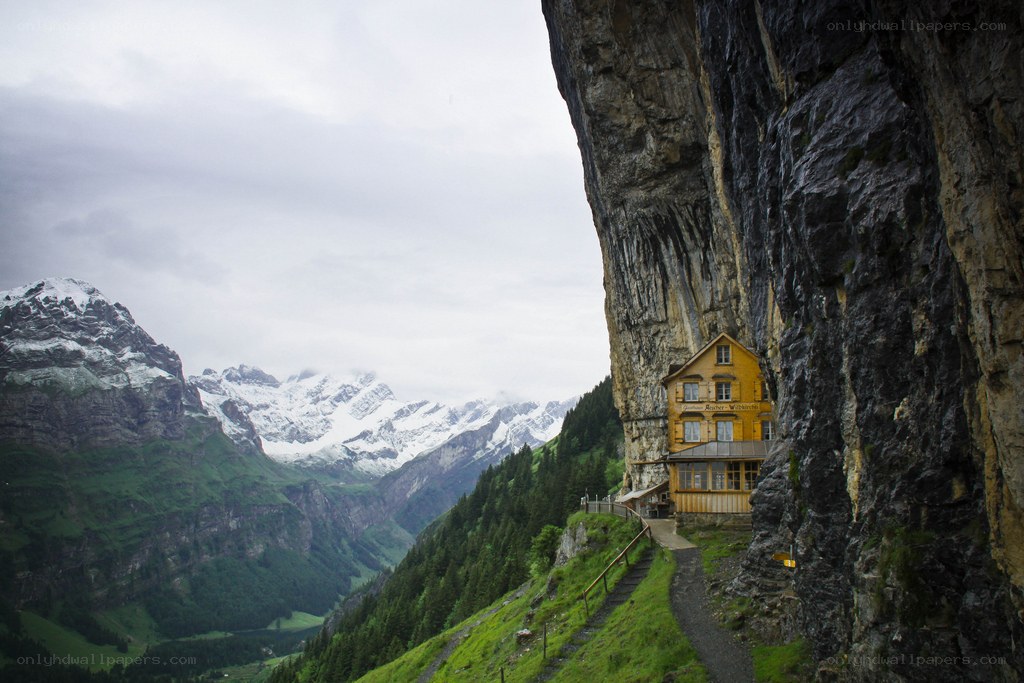 House built into a cliffside
