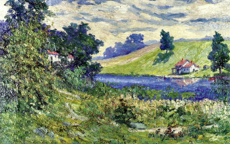 House by Lake Landscape