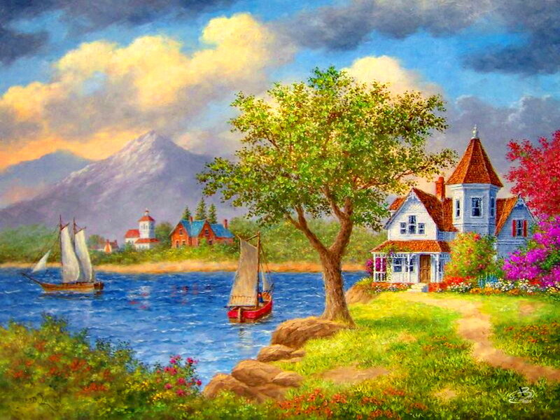 House by the Lake — Blue, Serene