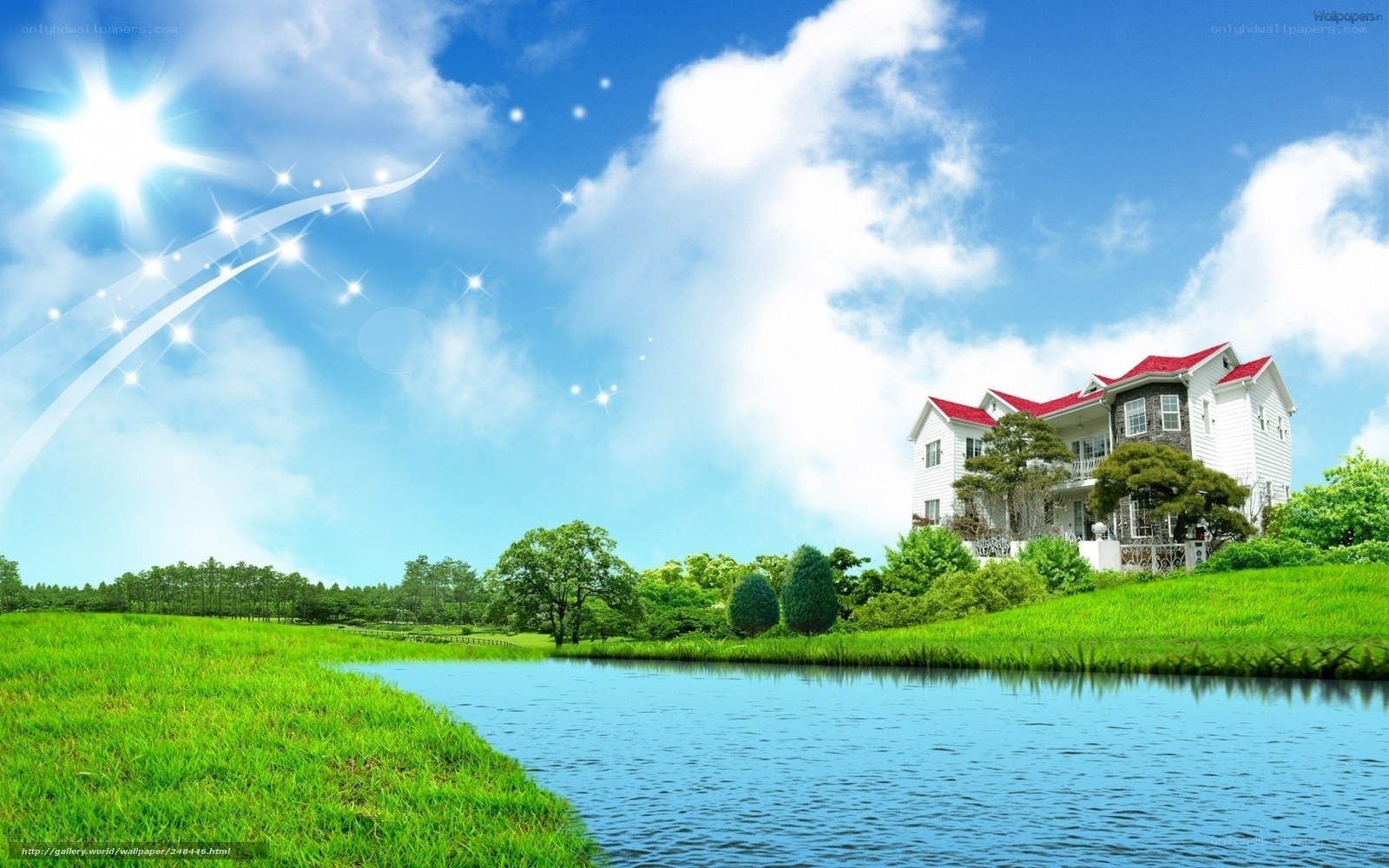 House by the lake wallpaper