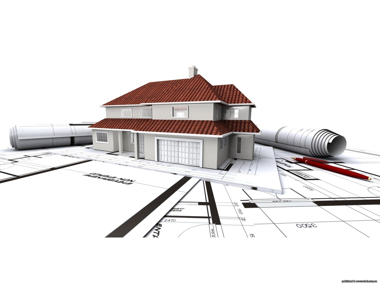 House design on blueprints