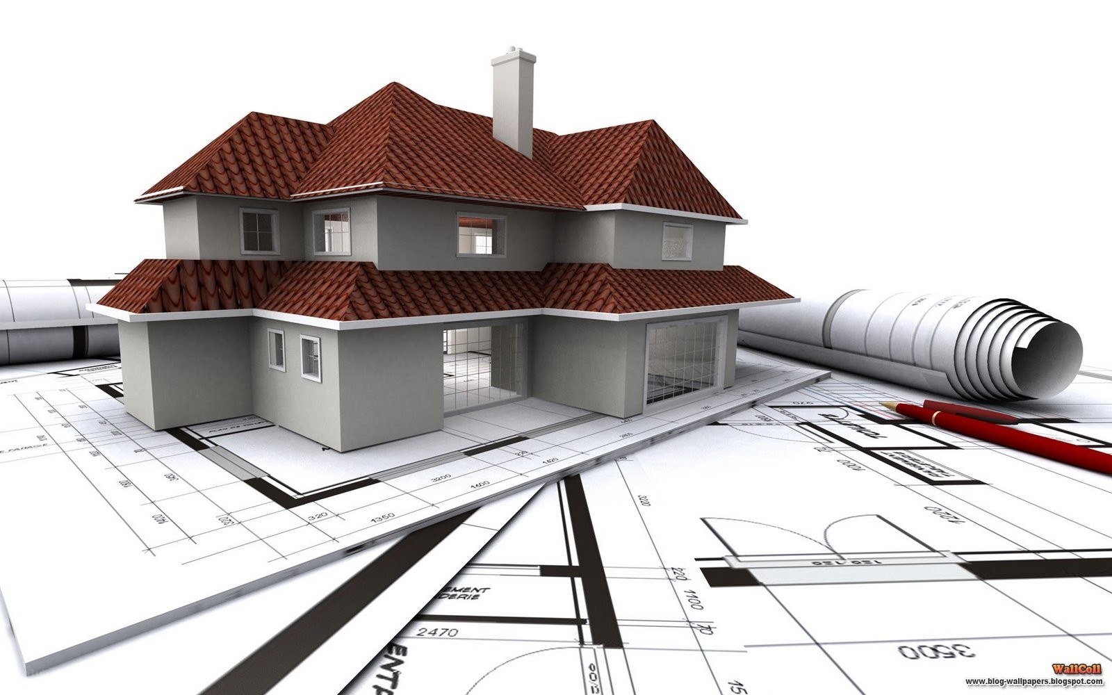 House design on blueprints