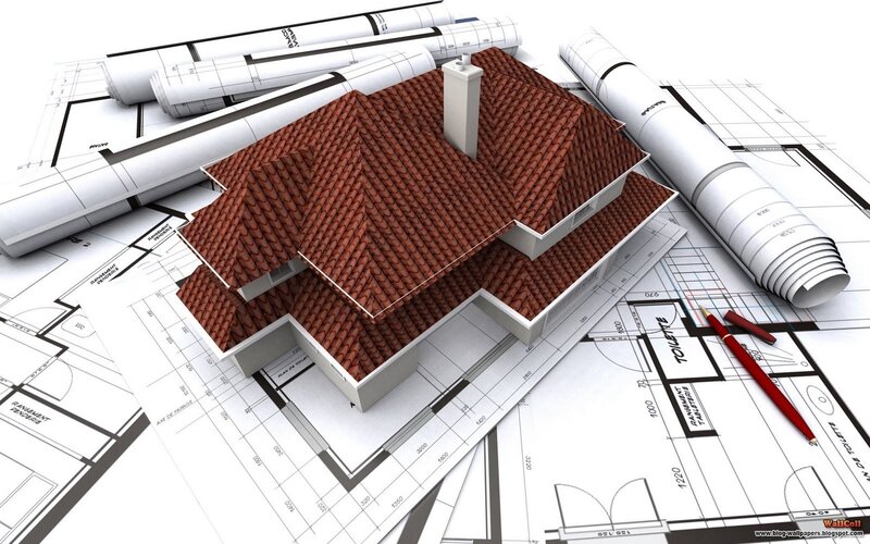 House design with blueprints