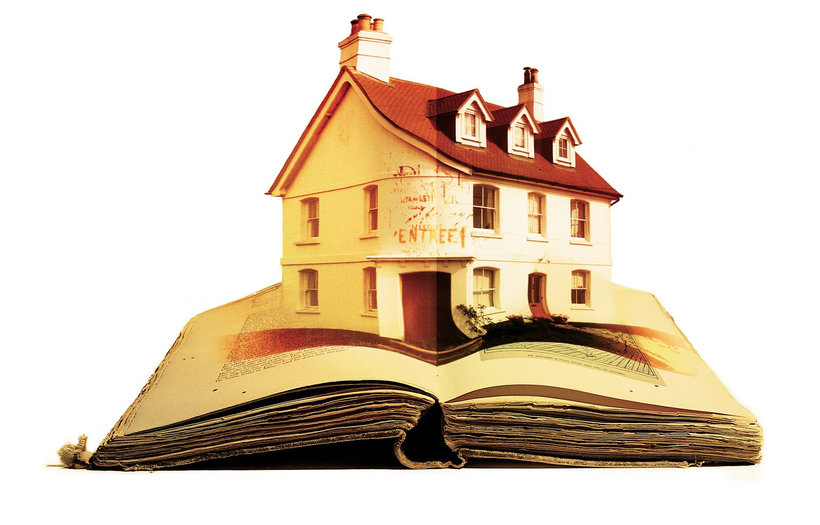 House emerging from a book