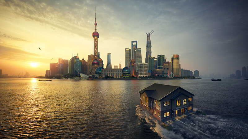 House Floating on Water