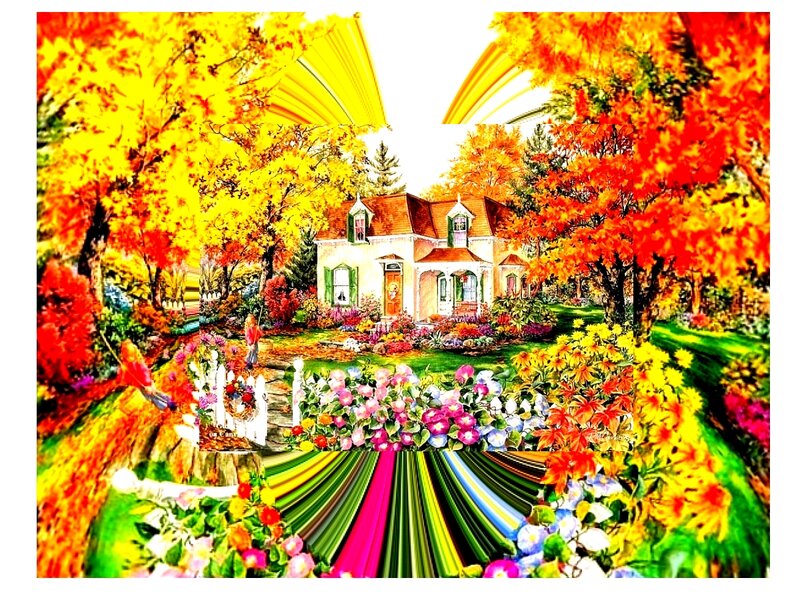 House in Autumn Garden