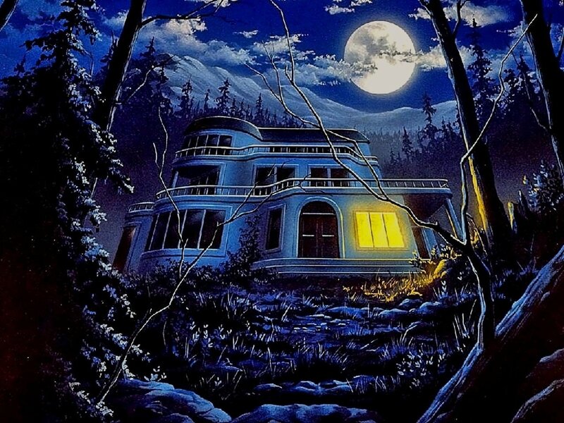 House in Forest at Night