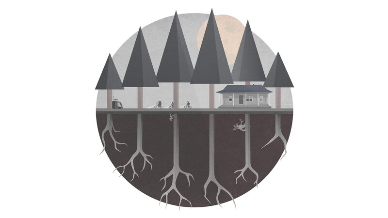 House in Forest — Gray