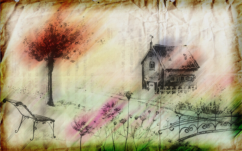 House in Garden Illustration