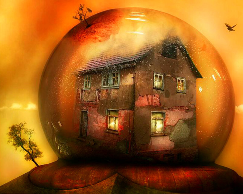 House in Snow Globe