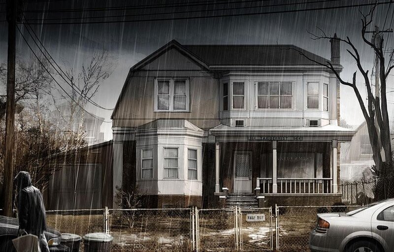 House in the rain