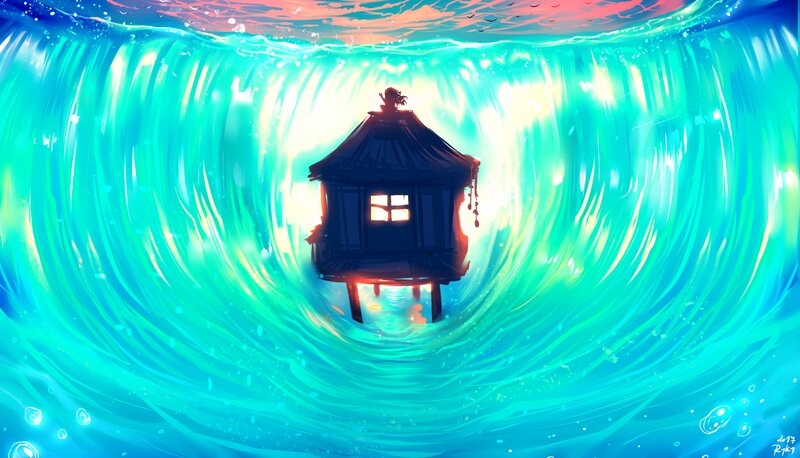 House in Water Vortex
