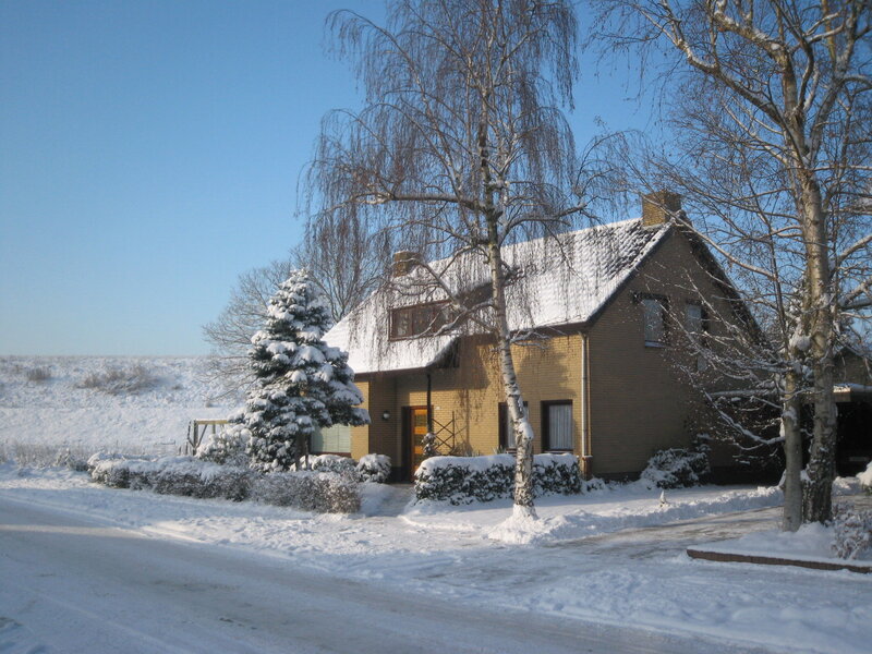 House in Winter Landscape — White