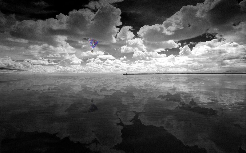 House Lifted by Balloons — Black