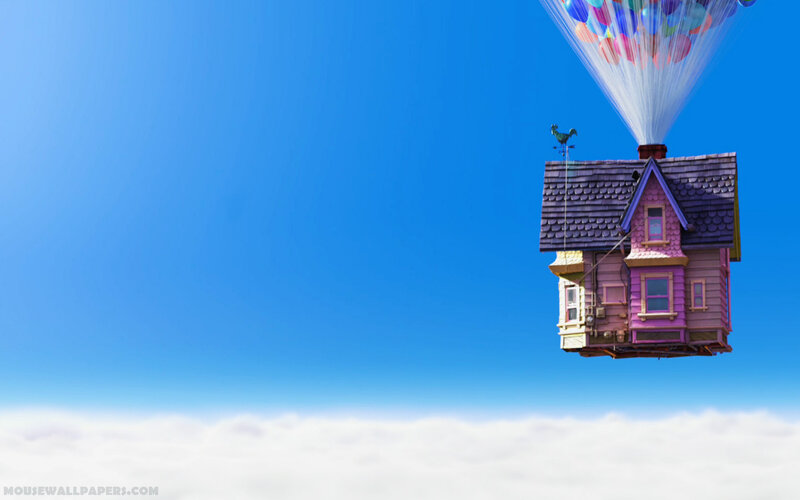 House Lifted by Balloons — Blue, Serene, Morning, 3d Render, Clouds