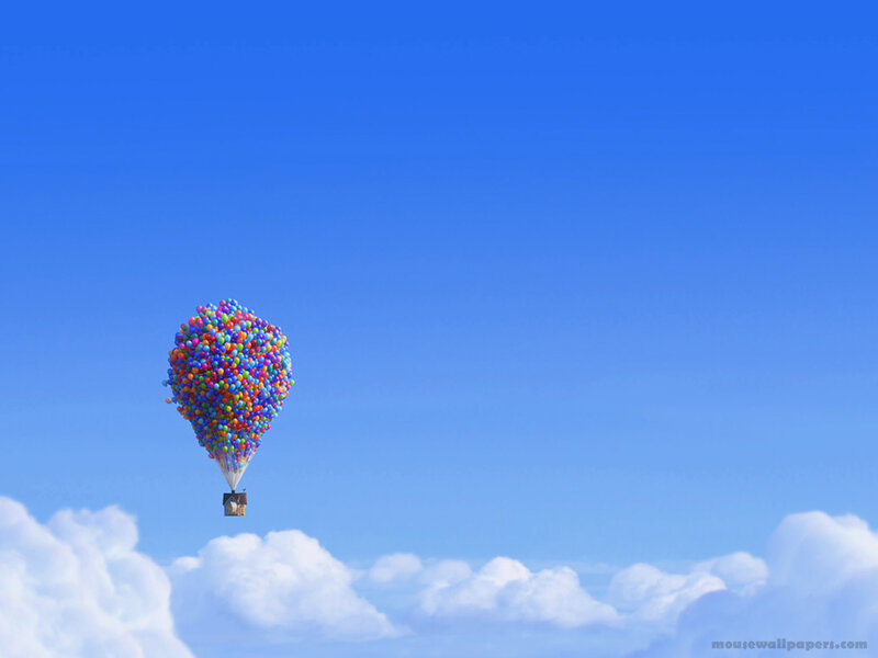 House Lifted by Balloons — Blue, Serene, Morning, Digital Art