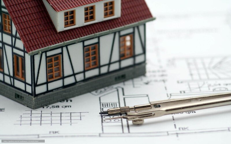 House model on blueprints