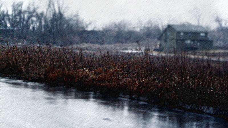 House Near Frozen Pond