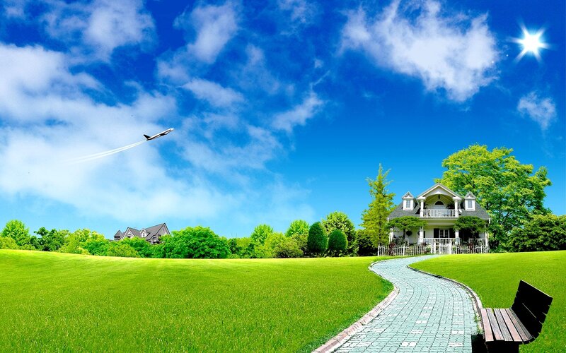 House on a green hill