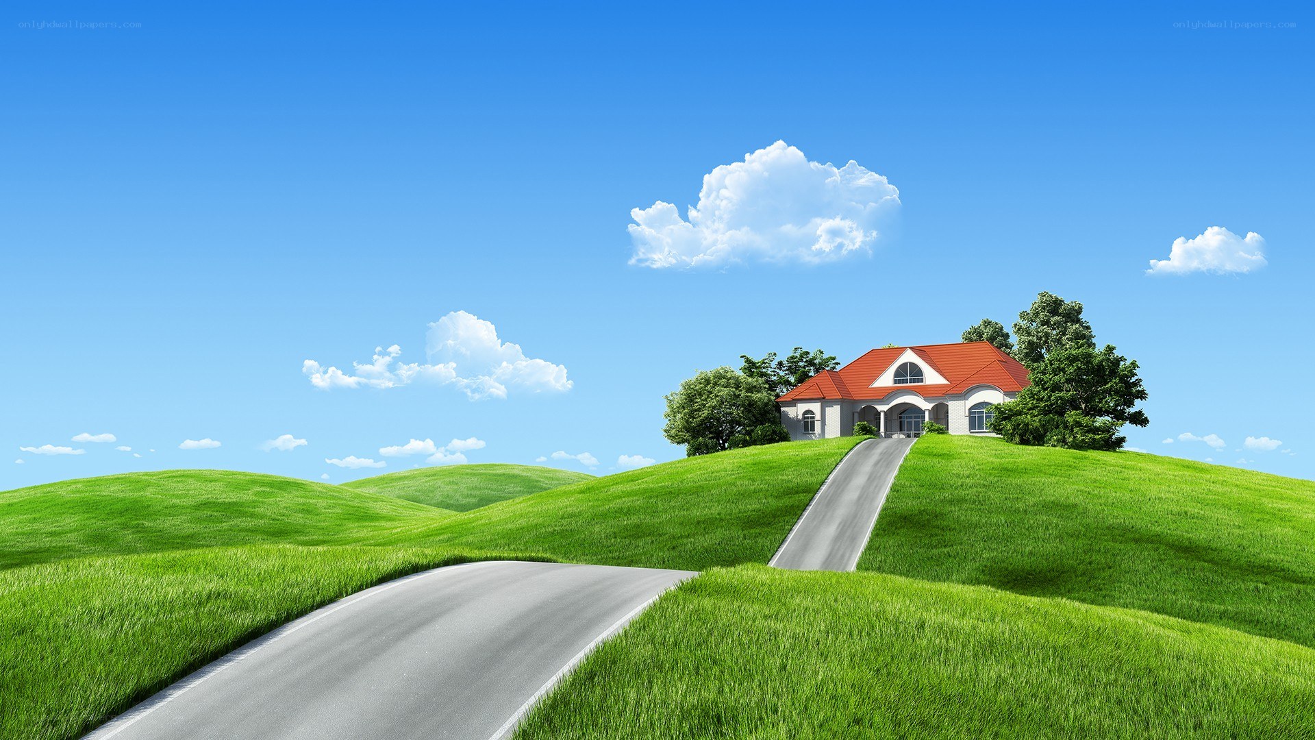 House on a green hill