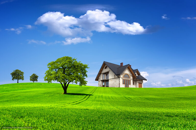 House on a green hill