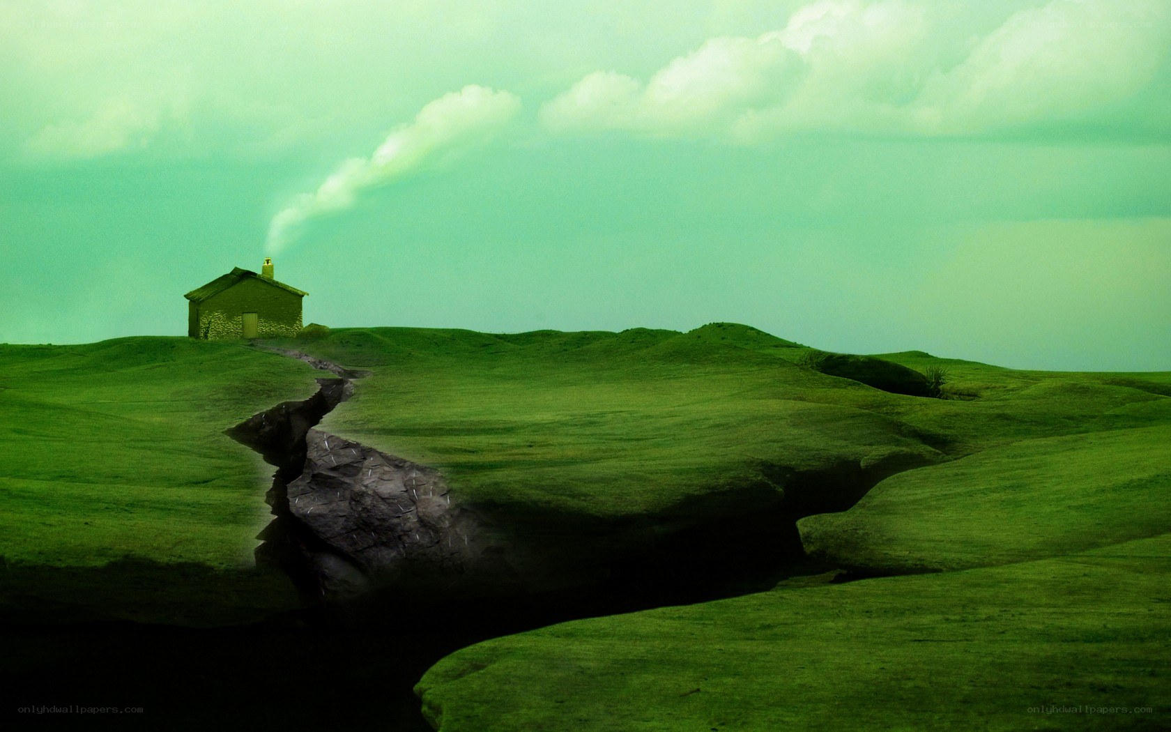 House on a green hillside