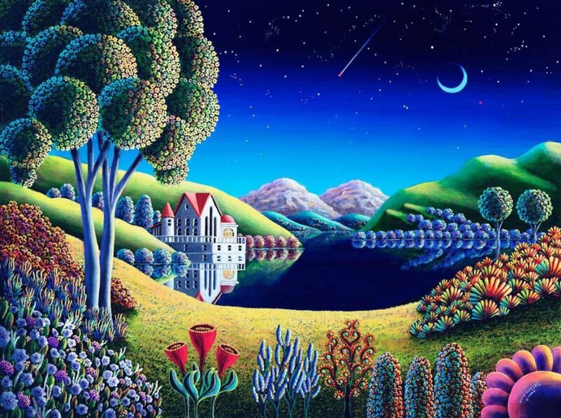House on a Hill at Night