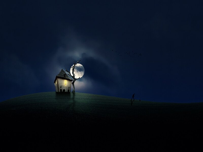 House on a Hill — Blue, Dramatic