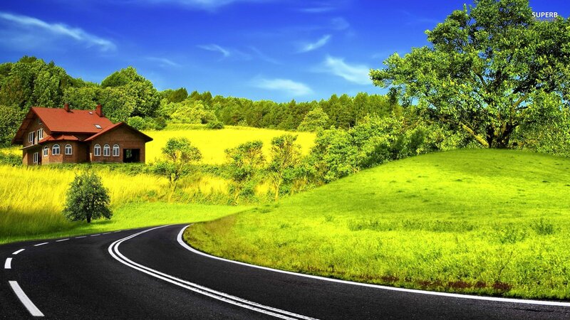 House on a Hill — Green, Serene, Afternoon, Photograph