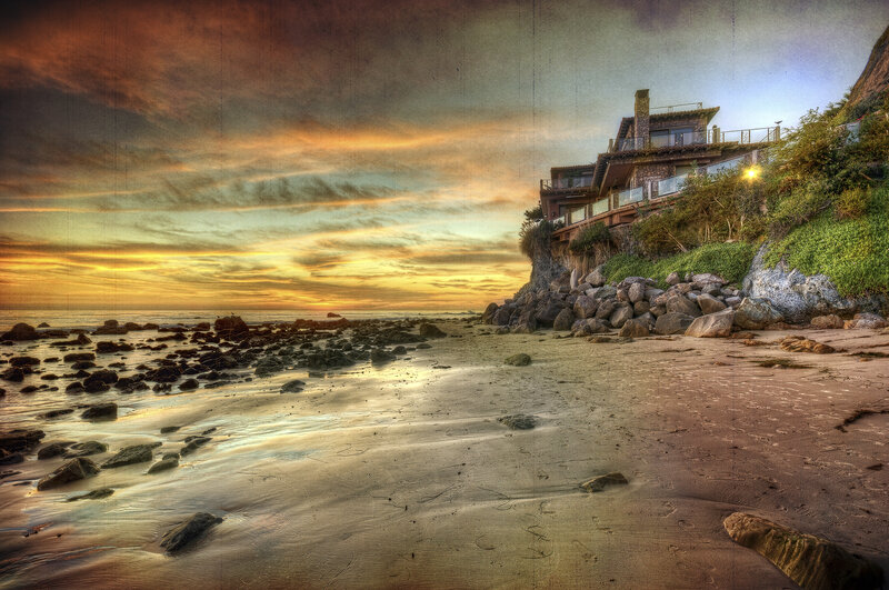 House on Cliff at Beach