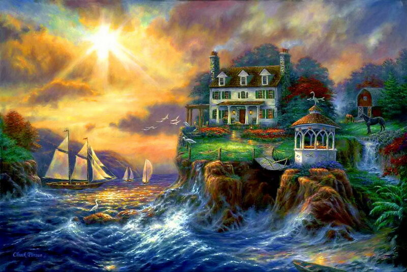 House on Cliff by Sea