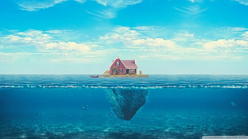 House on Floating Island — Blue, Serene