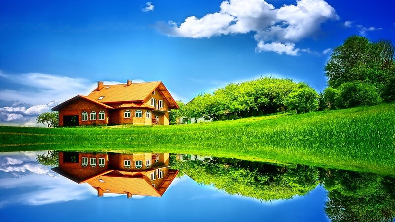 House on Grassy Hill — Blue, Serene