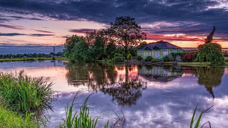 House on Lake Shore — Purple, Serene