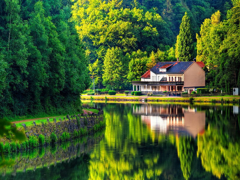 House on Riverbank — Green