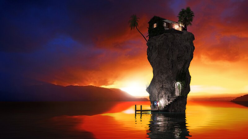 House on Rock Island — Orange, Dramatic