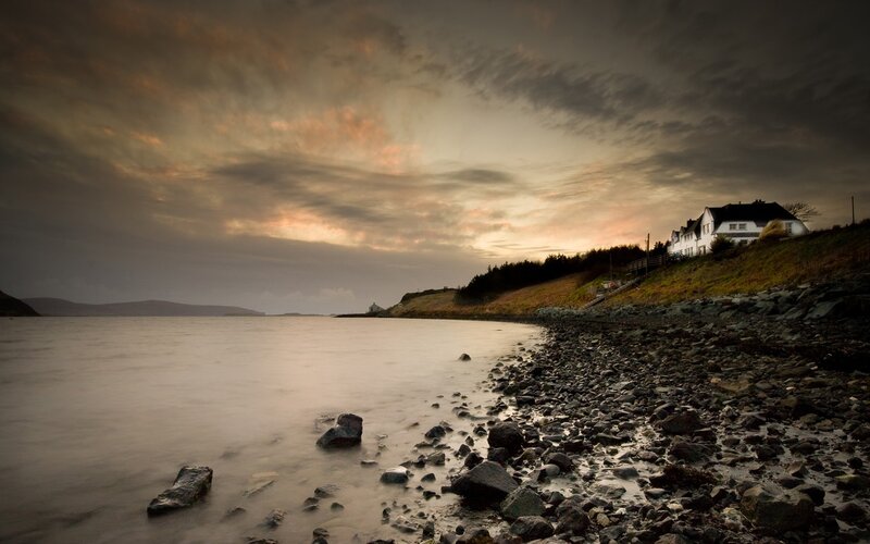 House on Rocky Shore — Gray