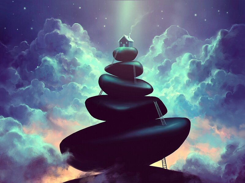 House on Stacked Stones — Purple