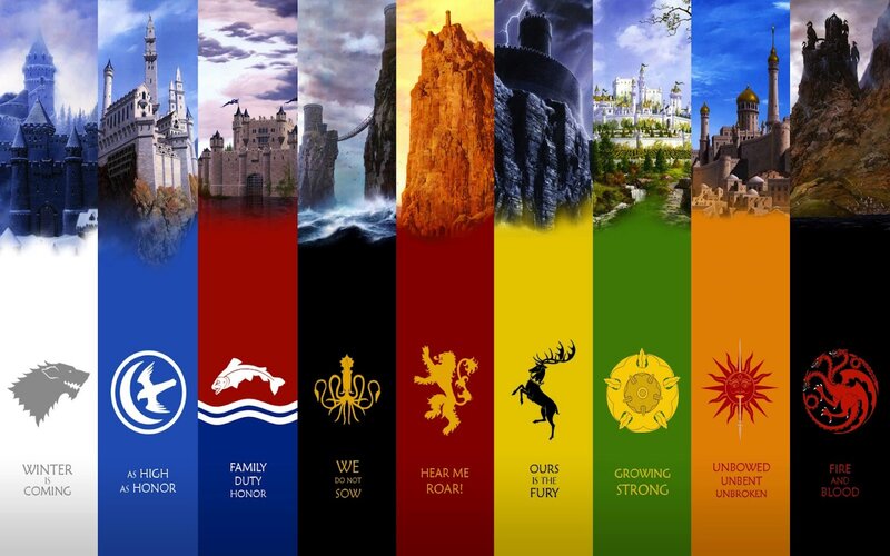 House sigils and mottos from Game of Thrones