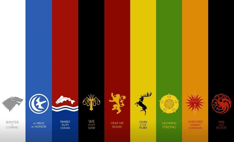 House sigils from Game of Thrones