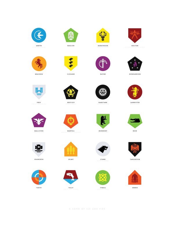 House sigils from Game of Thrones