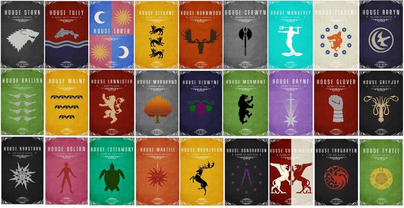 House sigils from Game of Thrones