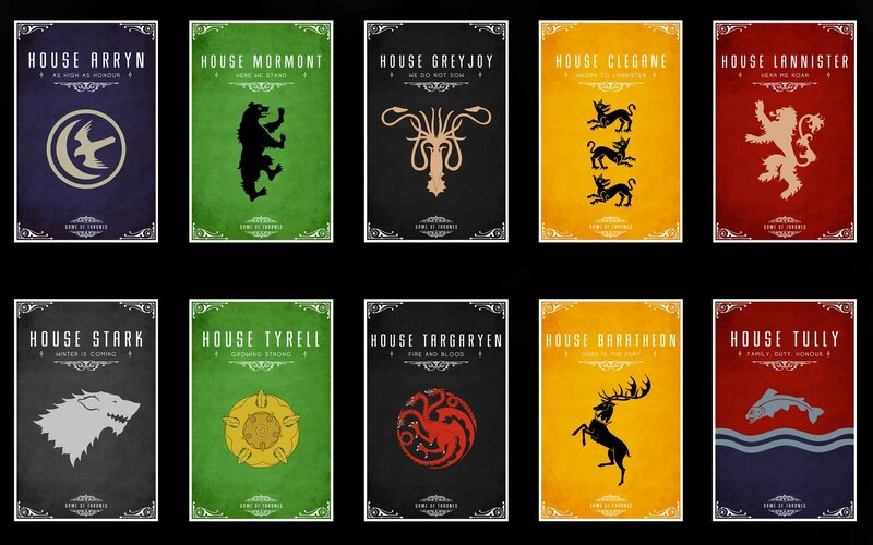 House sigils from Game of Thrones