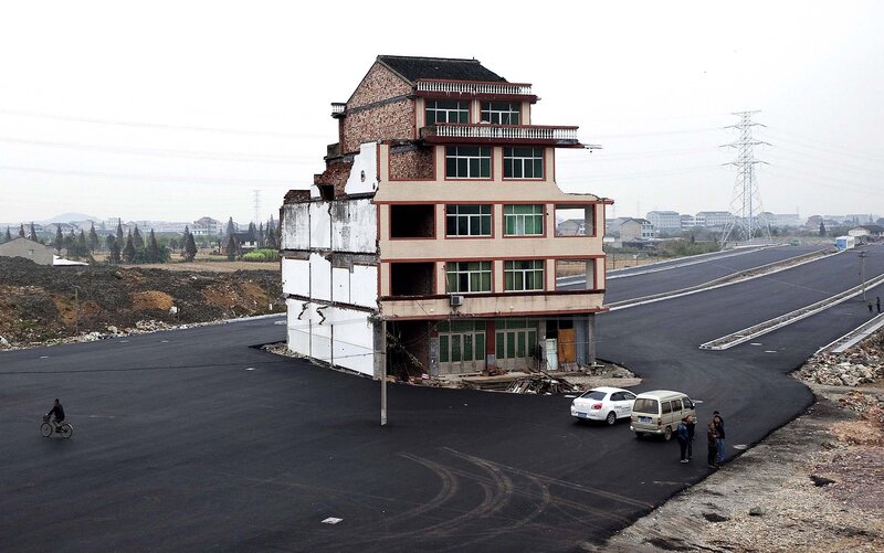 House stranded on new road