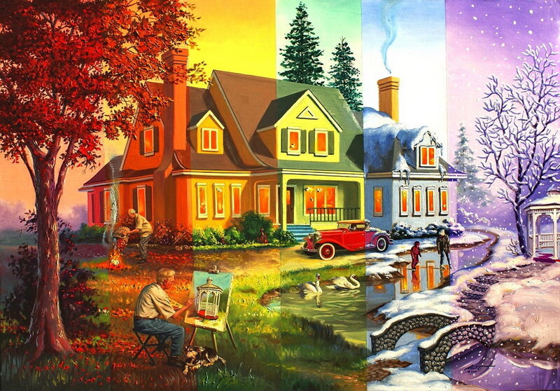 House Through Four Seasons