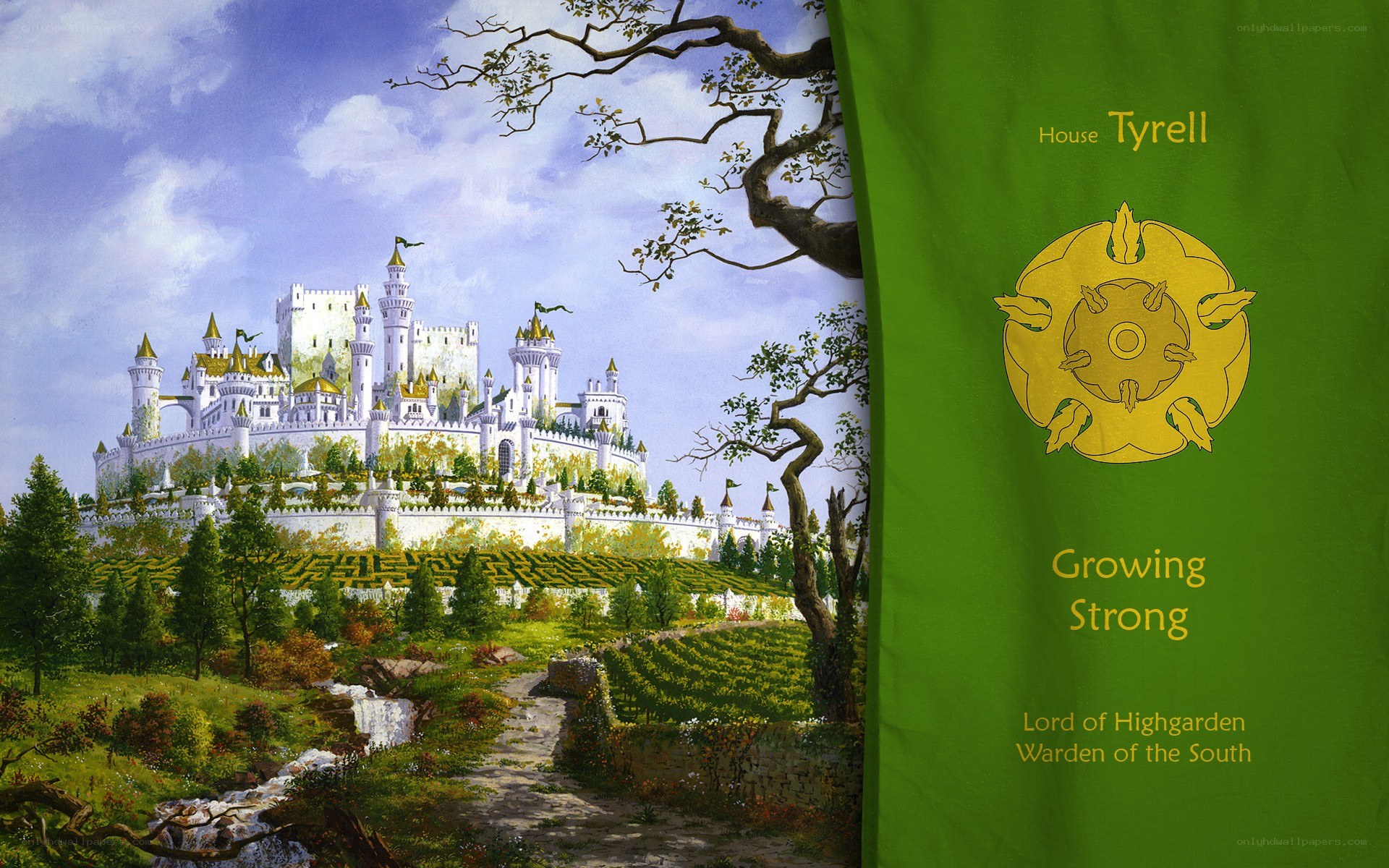 House Tyrell banner and castle