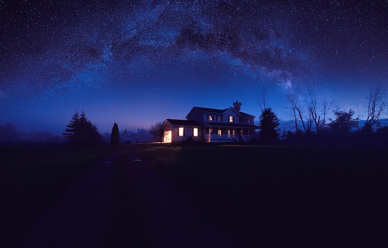 House under Starry Sky — Blue
