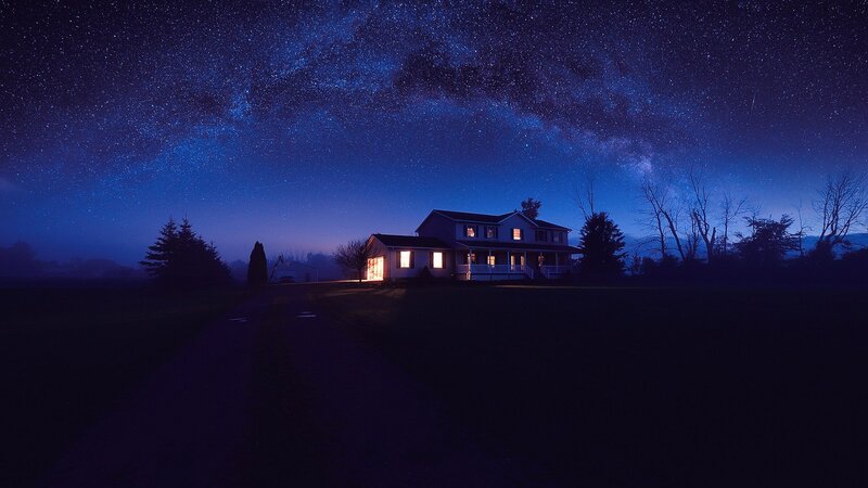 House under Starry Sky
