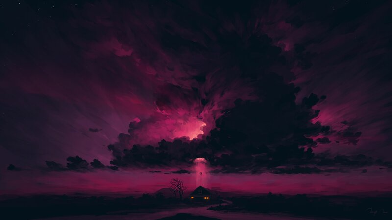 House under Stormy Sky — Purple
