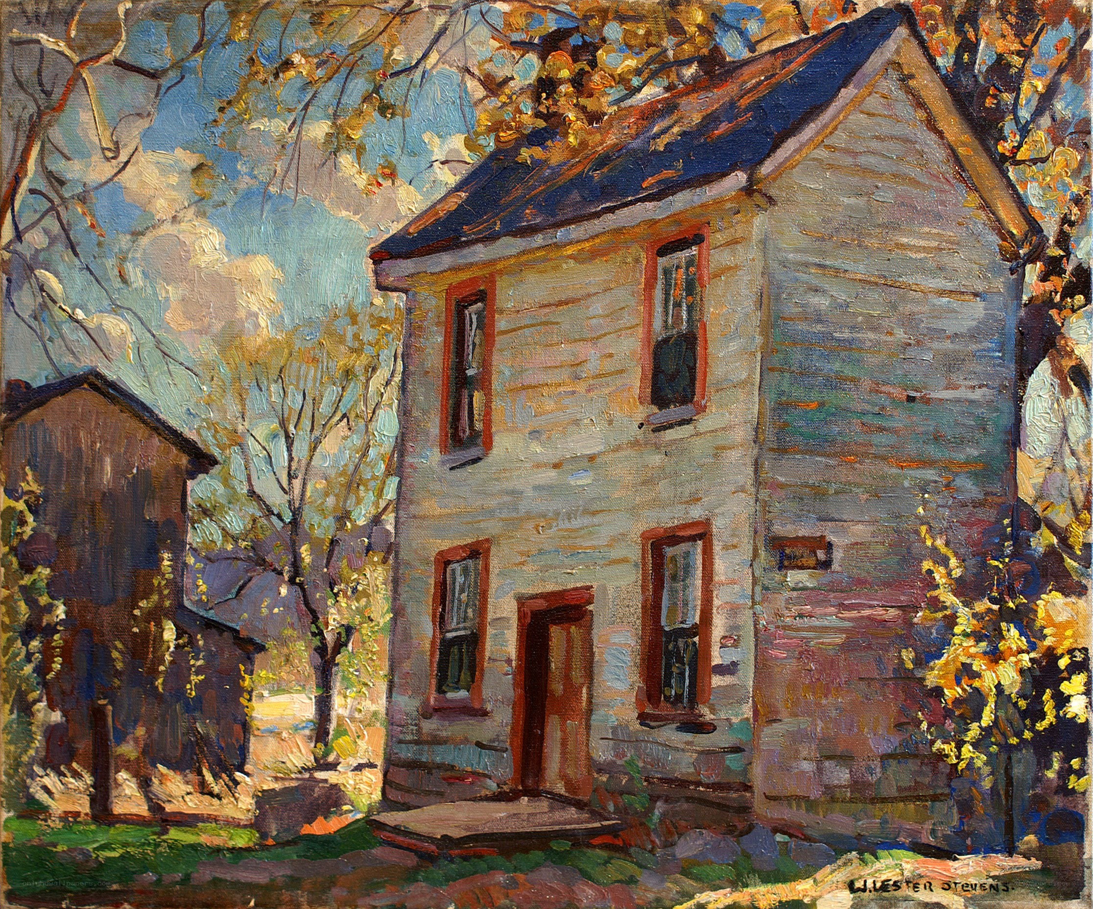House with Autumn Trees